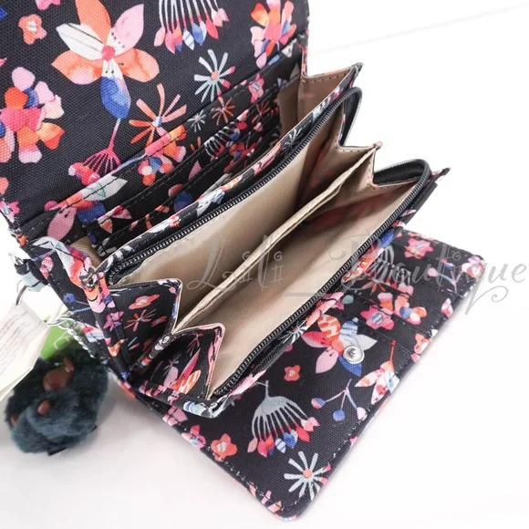 NWT Kipling AC3739 PIXI Snap Medium Trifold Wallet Nylon Festival Blossom Multi - Picture 9 of 13